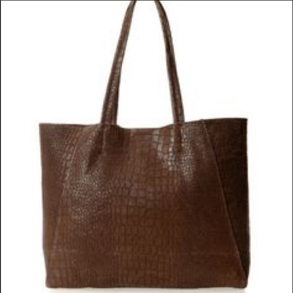 Streets Ahead Classic Small Brown Croc Tote $370